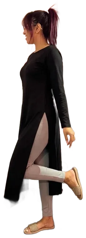 AI try-on: Black slit kurta with leggings